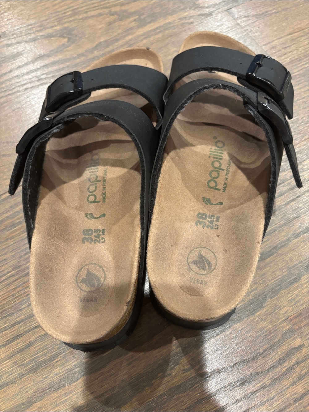 Papillio Black Double-Buckle Slide Sandals - Picture 2 of 4